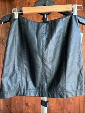 Free People Black Faux Leather Mini Skirt